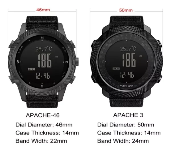 Reloj North Edge Apache 46, militar, digital, barómetro, brújula, Altímetro, Luz - Imagen 3